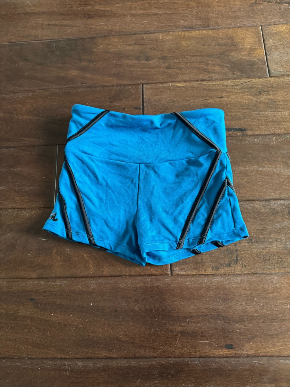 High-Rise Turquoise Athletic Shorts with Black Trim